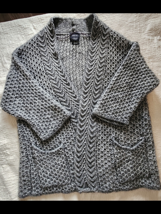 Zara Sweaters - Zara Gray Chunky Knit Open Cardigan